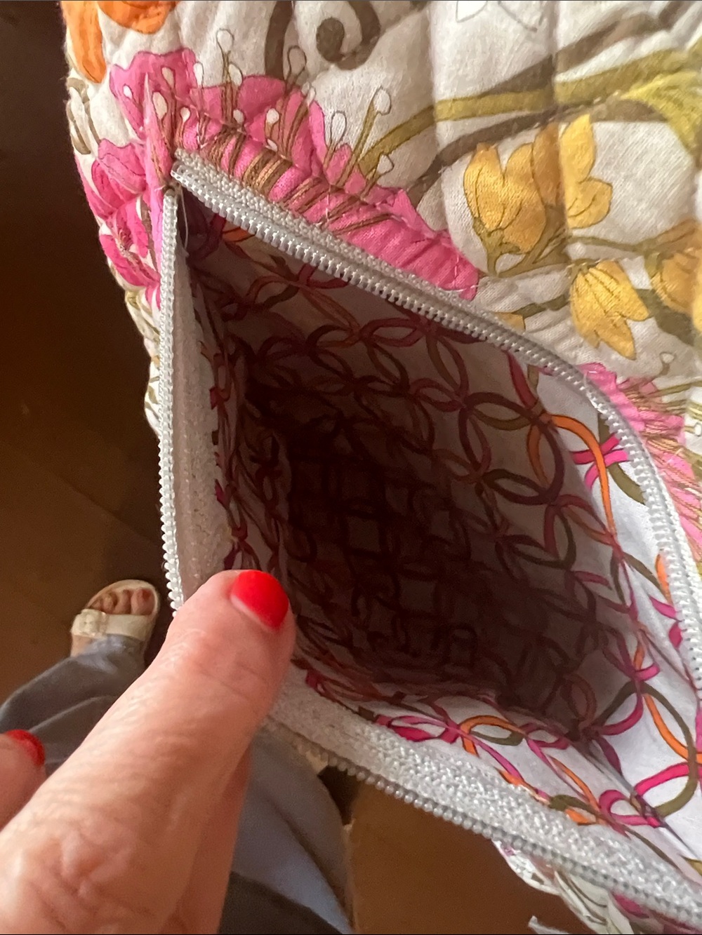 Vera Bradley Floral Quilted Crossbody in Pink, Orange & Cream - Picture 4 of 8